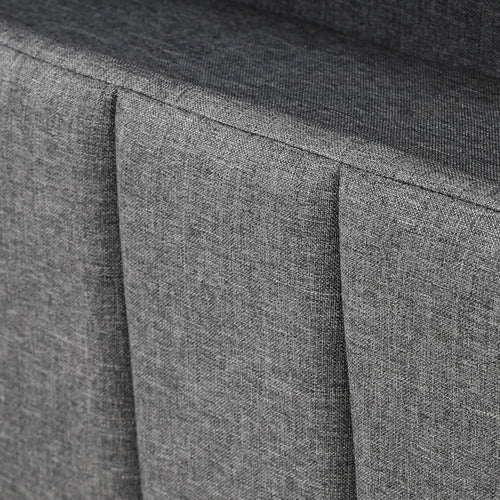 HAVEN COVE FURNITURE GREY LUSAMINE LINEN QUEEN BED WITH LED & CHARGING STATION