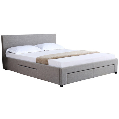MIKASA FURNITURE GREY ROBERTSON UPHOLSTERED BED WITH STORAGE