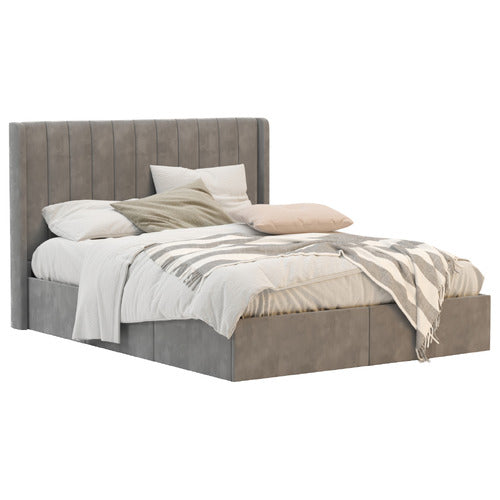 RAWSON & CO GREY TULAWIE VELVET BED WITH UNDERBED DRAWERS