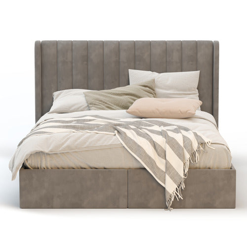 RAWSON & CO GREY TULAWIE VELVET BED WITH UNDERBED DRAWERS