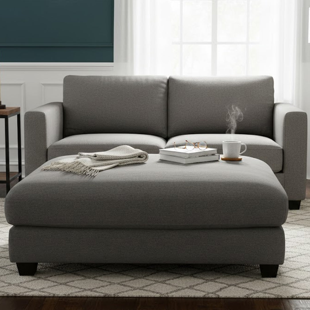 HANNES FABRIC OTTOMAN DARK GREY