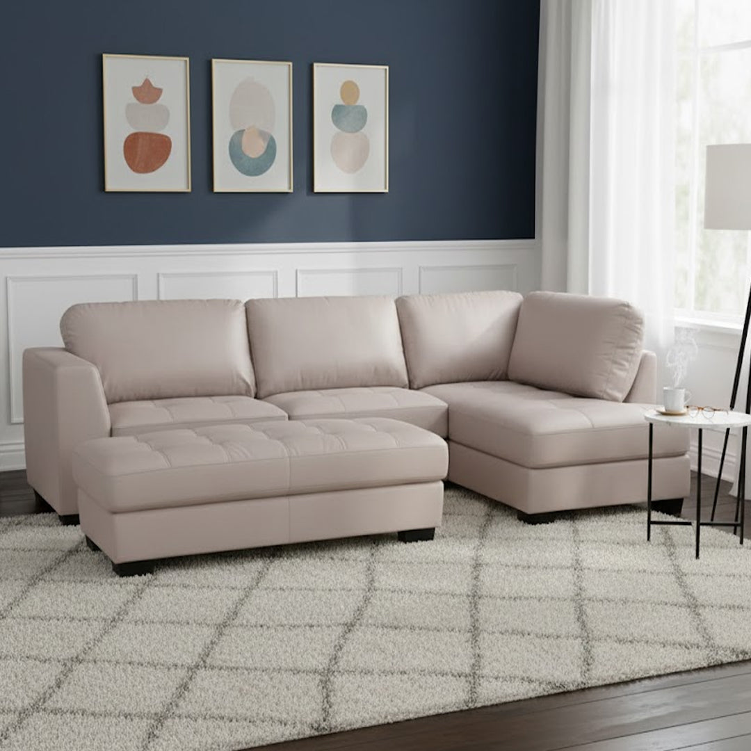 HAYWOOD RHF CORNER LOUNGE WITH OTTOMAN BEIGE