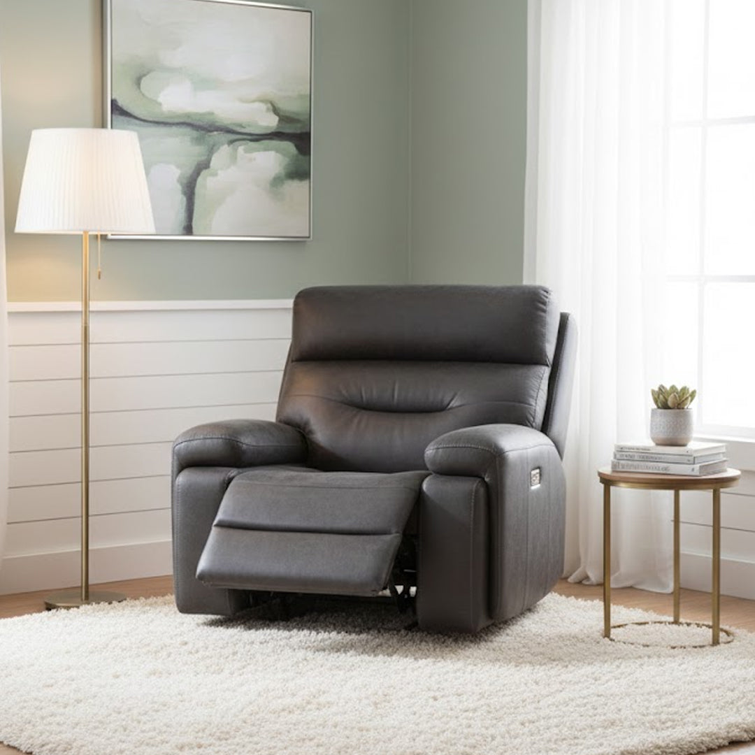 HOLLYWOOD FABRIC MEDIA ELECTRIC RECLINER CHARCOAL