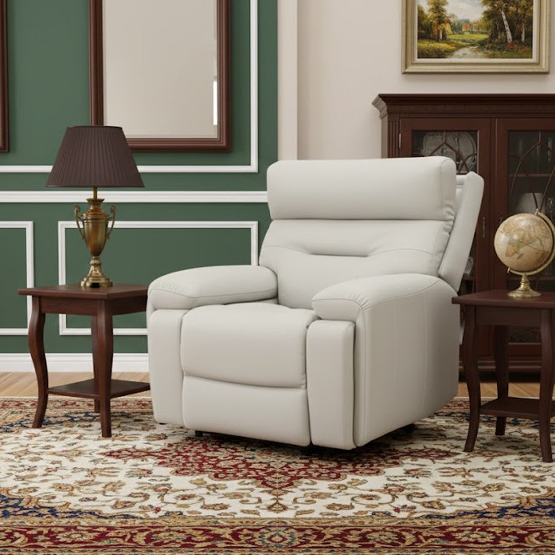 HOLLYWOOD LEATHER ELECTRIC RECLINER WHITE