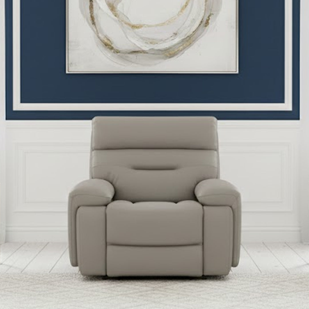 HOLLYWOOD LEATHER MEDIA ELECTRIC RECLINER LIGHT GREY