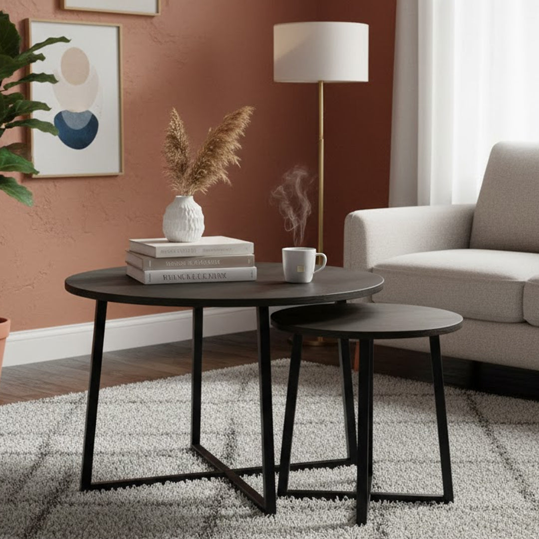 HOME & LIFESTYLE 3 PIECE RIO MANGO NESTING COFFEE TABLE SET