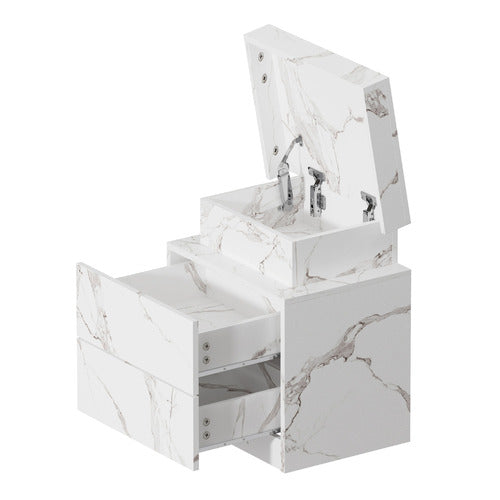 LIVING FUSION MURRAY 2 DRAWER MARBLE-LOOK LED BEDSIDE TABLE