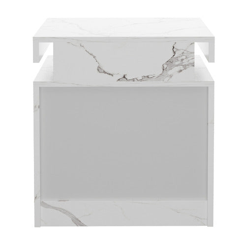 LIVING FUSION MURRAY 2 DRAWER MARBLE-LOOK LED BEDSIDE TABLE