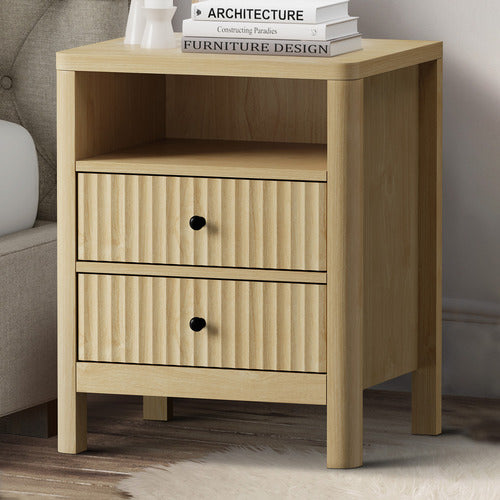 LIVING FUSION HALIFAX 2 DRAWER & 1 SHELF BEDSIDE TABLE