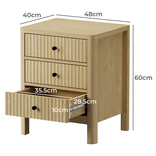 LIVING FUSION HALIFAX 3 DRAWER BEDSIDE TABLE