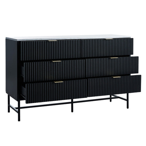 LIVING FUSION HAMMOND FAUX MARBLE 6 DRAWER CHEST