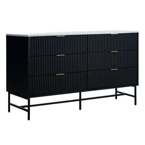 LIVING FUSION HAMMOND FAUX MARBLE 6 DRAWER CHEST