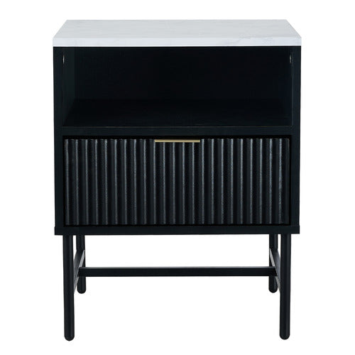 LIVING FUSION HAMMOND FAUX MARBLE BEDSIDE TABLE