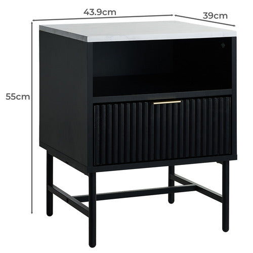 LIVING FUSION HAMMOND FAUX MARBLE BEDSIDE TABLE