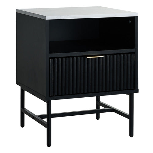 LIVING FUSION HAMMOND FAUX MARBLE BEDSIDE TABLE