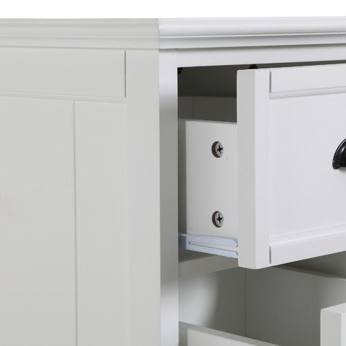 WHITE HAMPTONS 3 DRAWER BEDSIDE TABLE