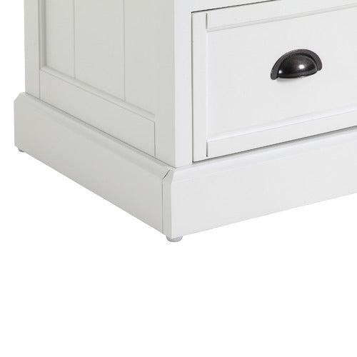 WHITE HAMPTONS 3 DRAWER BEDSIDE TABLE