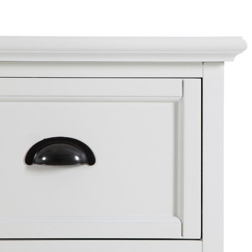 WHITE HAMPTONS 3 DRAWER BEDSIDE TABLE