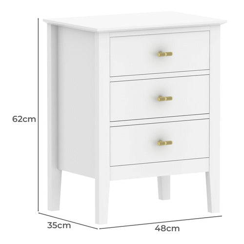 WEST VALLEY INTERIORS HARPER 3 DRAWER BEDSIDE TABLE