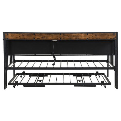 EVIE HOME HARPER DOUBLE/KING DAYBED WITH TRUNDLE & CHARGING STATION