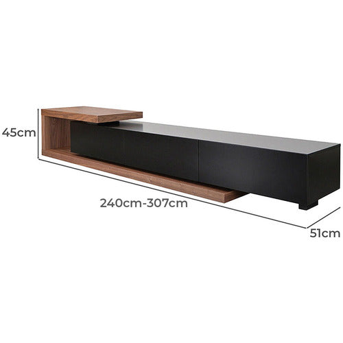 HARPER & HINDLEY WALNUT & BLACK ELOMINA EXTENDABLE TV UNIT