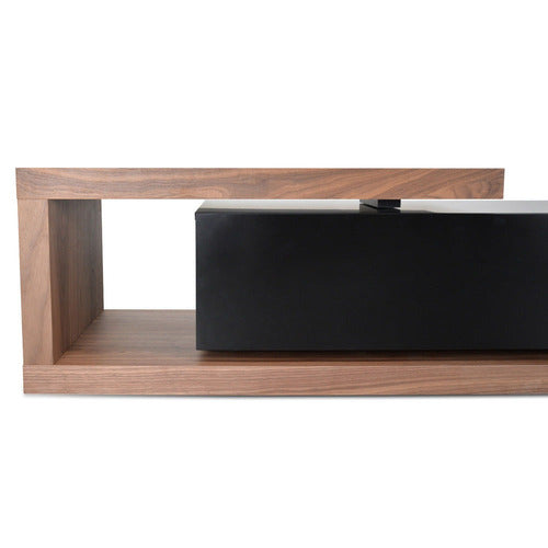 HARPER & HINDLEY WALNUT & BLACK ELOMINA EXTENDABLE TV UNIT