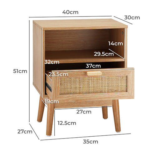 LIVING FUSION HOLLY RATTAN 1 DRAWER BEDSIDE TABLE