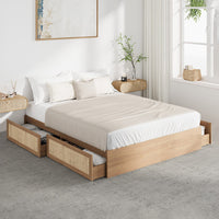 LIVING FUSION HOLLY RATTAN BED BASE WITH UNDERBED DRAWERS