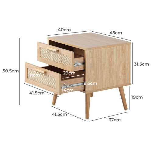 LIVING FUSION HOLLY RATTAN 2 DRAWER BEDSIDE TABLE