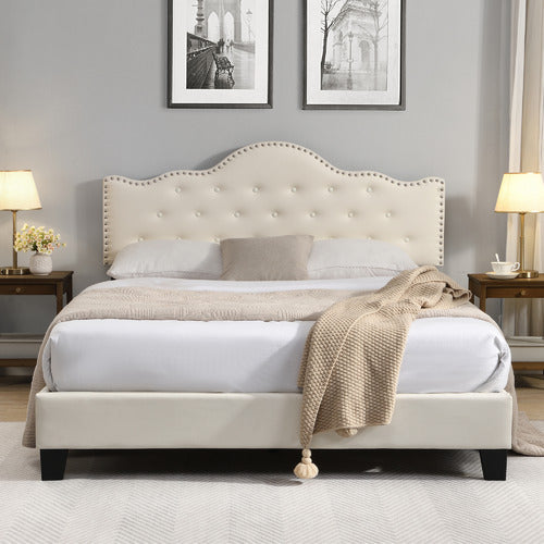 EVIE HOME HOLT BUTTON-TUFTED BED FRAME