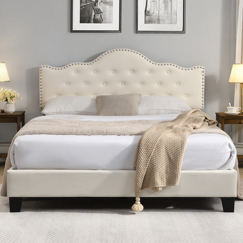 EVIE HOME HOLT BUTTON-TUFTED BED FRAME