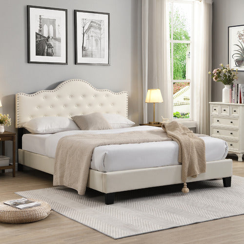 EVIE HOME HOLT BUTTON-TUFTED BED FRAME