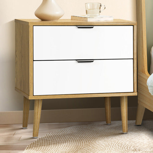 LIVING FUSION HOPKINS 2 DRAWER BEDSIDE TABLE