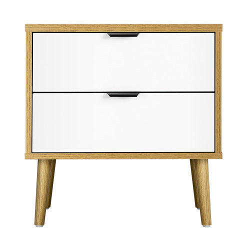 LIVING FUSION HOPKINS 2 DRAWER BEDSIDE TABLE