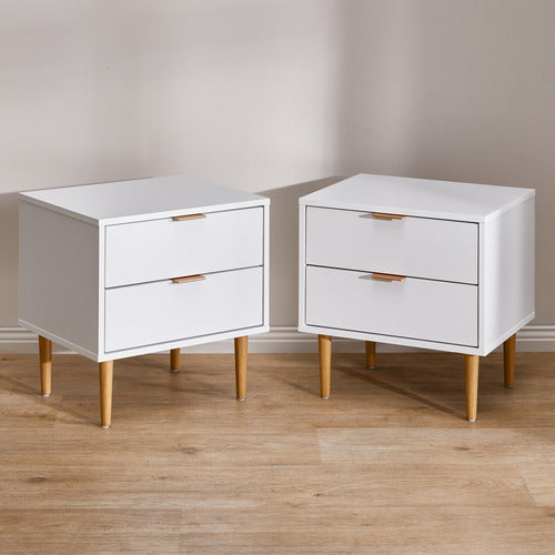 LIVING FUSION HOPKINS 2 DRAWER BEDSIDE TABLES (SET OF 2)