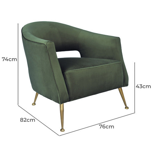 BROOKLYN AND BELLA IMILIA VELVET ARMCHAIR