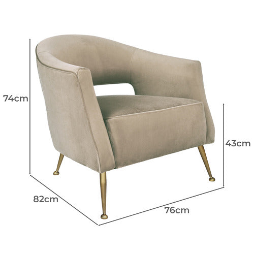 BROOKLYN AND BELLA IMILIA VELVET ARMCHAIR