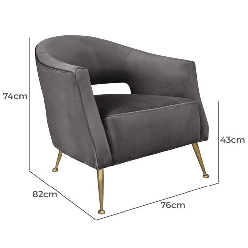BROOKLYN AND BELLA IMILIA VELVET ARMCHAIR