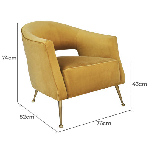 BROOKLYN AND BELLA IMILIA VELVET ARMCHAIR