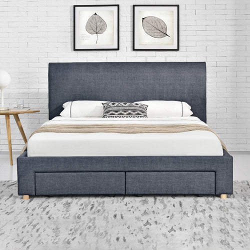 MIKASA FURNITURE ISHTAR BED FRAME WITH 4 DRAWER STORAGE