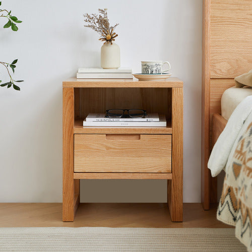 MODERN COLLECTIVE IVY 1 DRAWER AMERICAN OAK WOOD BEDSIDE TABLE