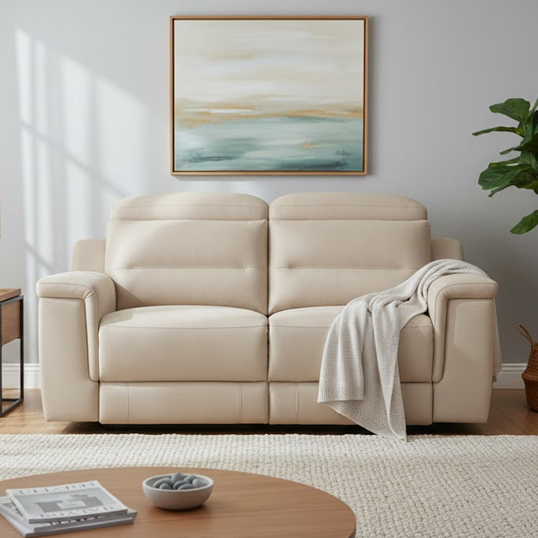 JEFFRIES FABRIC 2 SEATER ELECTRIC RECLINERS STONE