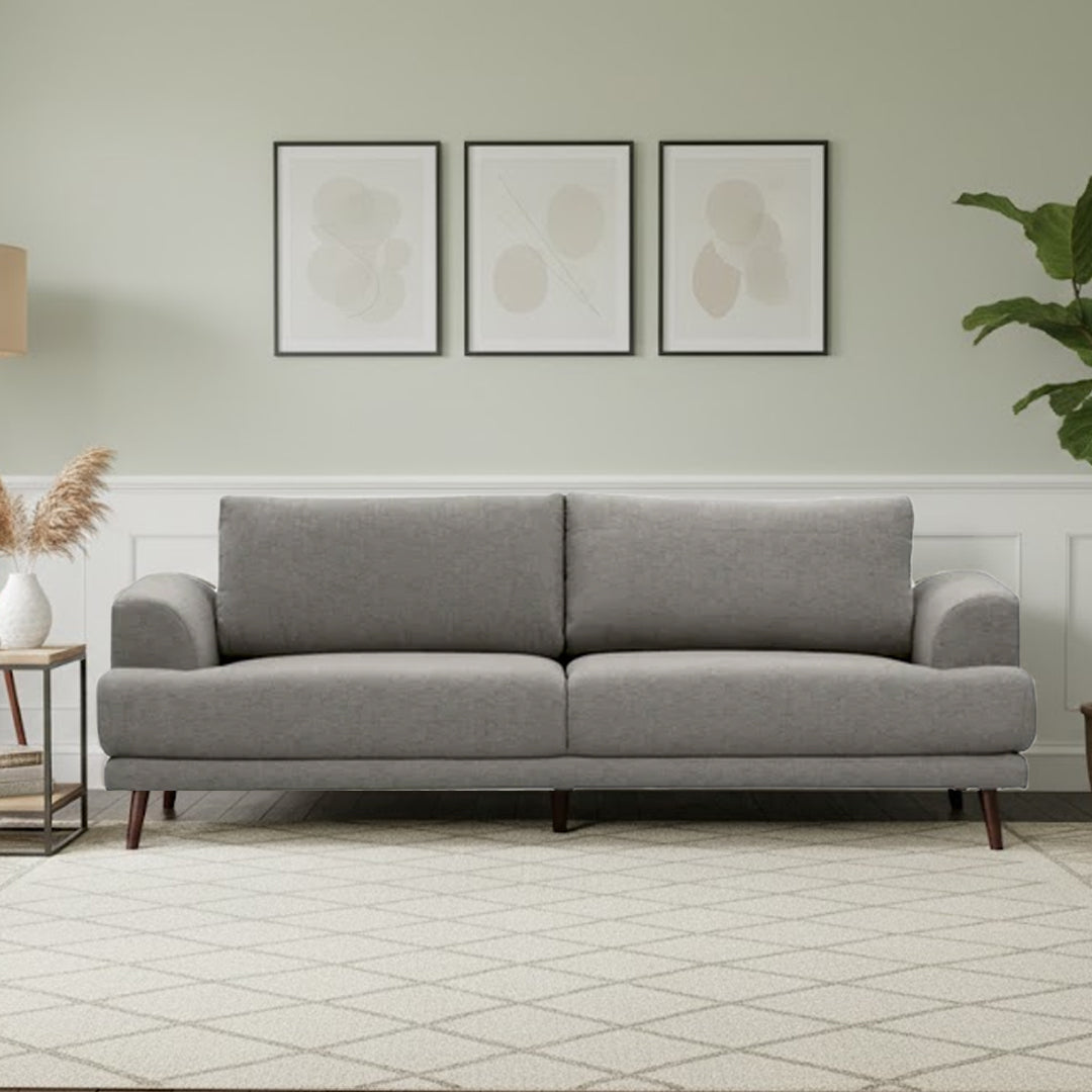 JERMAINE FABRIC 3 SEAT SOFA LIGHT GREY