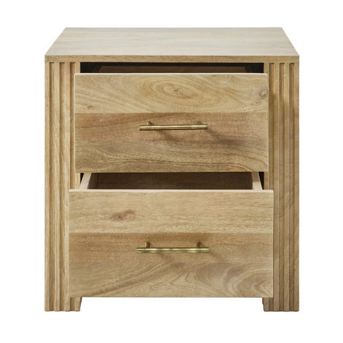 JASPER 2 DRAWER MANGO WOOD BEDSIDE TABLE