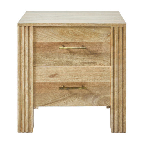 JASPER 2 DRAWER MANGO WOOD BEDSIDE TABLE