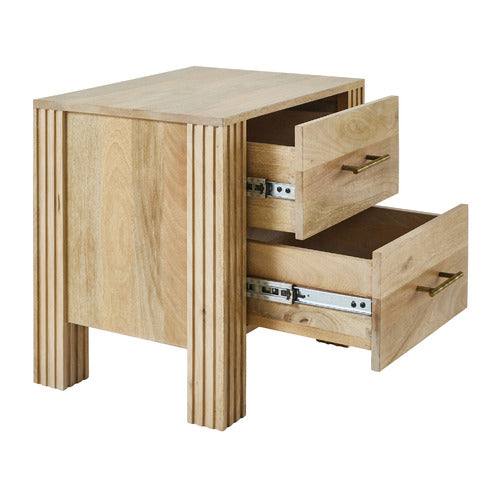 JASPER 2 DRAWER MANGO WOOD BEDSIDE TABLE