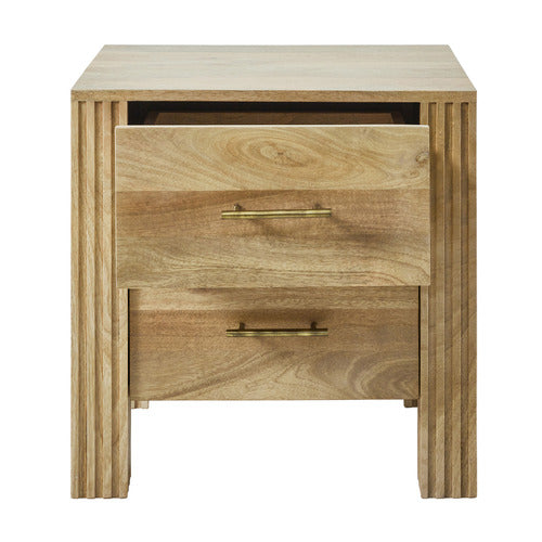 JASPER 2 DRAWER MANGO WOOD BEDSIDE TABLE