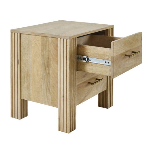 JASPER 2 DRAWER MANGO WOOD BEDSIDE TABLE