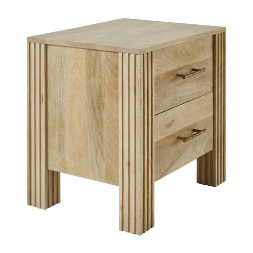 JASPER 2 DRAWER MANGO WOOD BEDSIDE TABLE