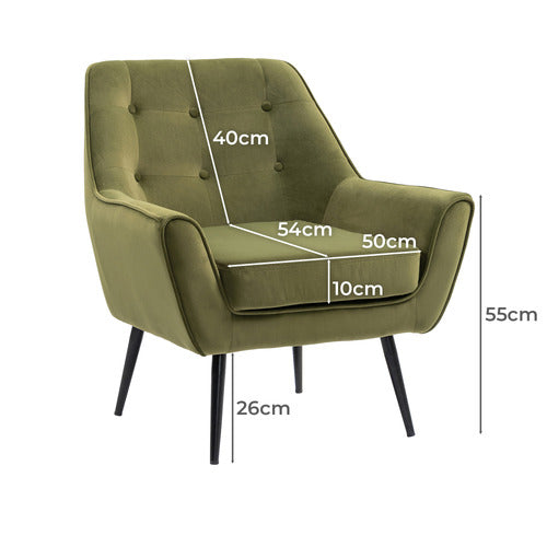 EVIE HOME JESSE VELVET ARMCHAIR